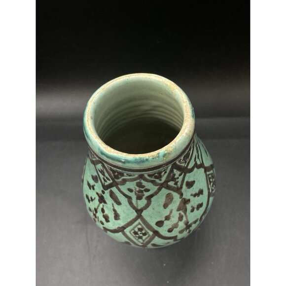Safi 7” Vase Teal Green Brown Persian Middle Eastern Pottery Primitive READ - Picture 7 of 12